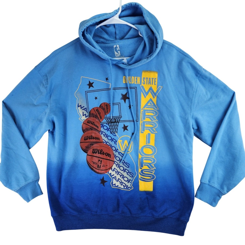 Golden State Warriors NBA Hoodie Mens Large Blue Ombre Graphic Pullover 2022